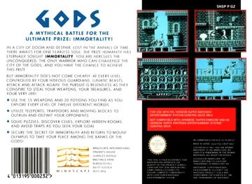 Gods (Europe) box cover back